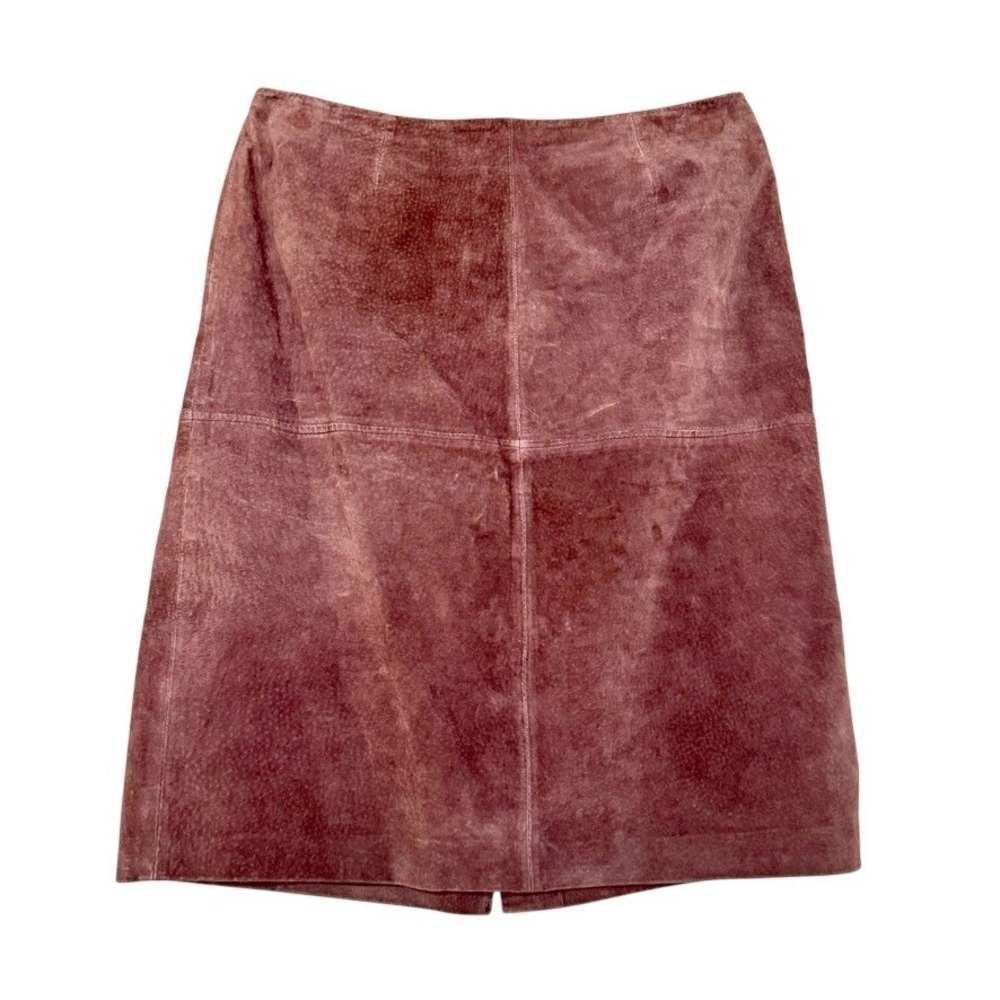 VTG Newport‎ News Suede A Line Midi Skirt Chocolate Brown Leather Size 10